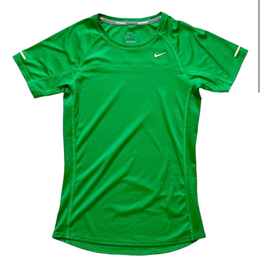 Nike Dri-Fit Miler Running Top Small Green Short Sleeve Tee T-Shirt Fitted Run S